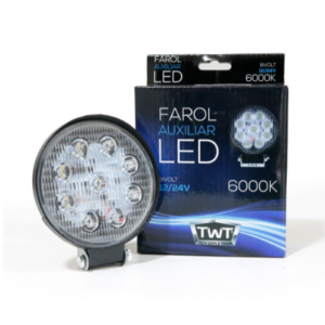Farol Aux Redondo LED Branco 110mm (9 LEDs) 27W - 12/24v